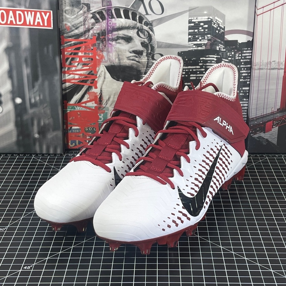 Nike Alpha Menace Pro 2 Mid Football Cleats White/Red BV3945-106